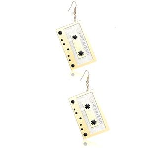 Cassette Dangle Earrings, gold